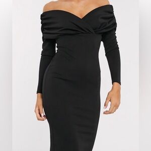 ASOS DESIGN Elegant Black Off-Shoulder Dress